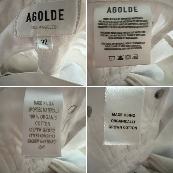 Agolde Broken Waistband Cut Out Jeans In Milkshake White Size 32 - Picture 9 of 14
